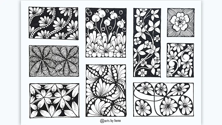 9 Zentangle Patterns For beginners | 9 Doodle Patterns | 9 easy zen-doodle patterns