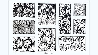 9 Zentangle Patterns For beginners | 9 Doodle Patterns | 9 easy zendoodle patterns