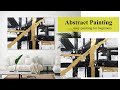 Easy painting in three simple steps with only three colors: Black, White and Gold Acrylic Abstract