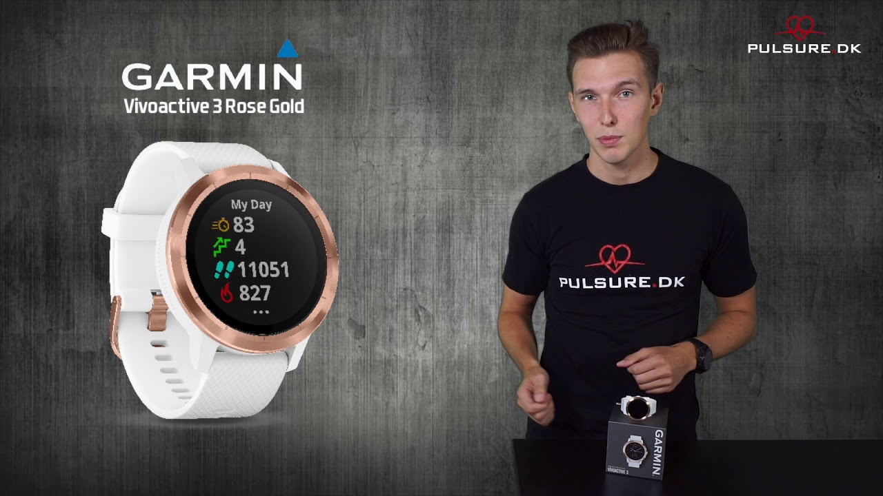NEW Garmin Vivoactive 3 Smartwatch Activity Tracking White Band Rose Gold 