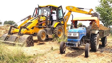 Jcb 3dx Eco Xcellence Machine Loading Mud In Powertrack And Sonalika Tractor | Jcb Dozer | Jcb Video