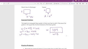 RL Quadratic Applications Lesson 1 Video