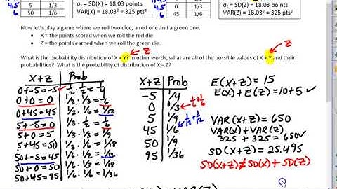 6.2 #2 Back to the Dice Game--Combining Random Variables
