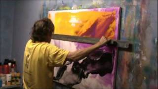 Learn To Paint Abstract Painting With Really Big Scraper. By Jan van Oort