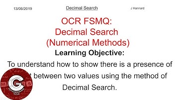 OCR FSMQ Additional Mathematics (New Spec) | Lesson 25: Decimal Search (Numerical Methods)