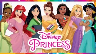 Colouring Disney Princesses Ariel Cinderella Belle Aurora Jasmine Snow White Coloring Pages