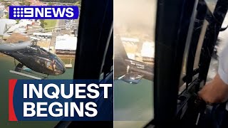 Moment of impact shown at Sea World fatal chopper crash inquest | 9 News Australia