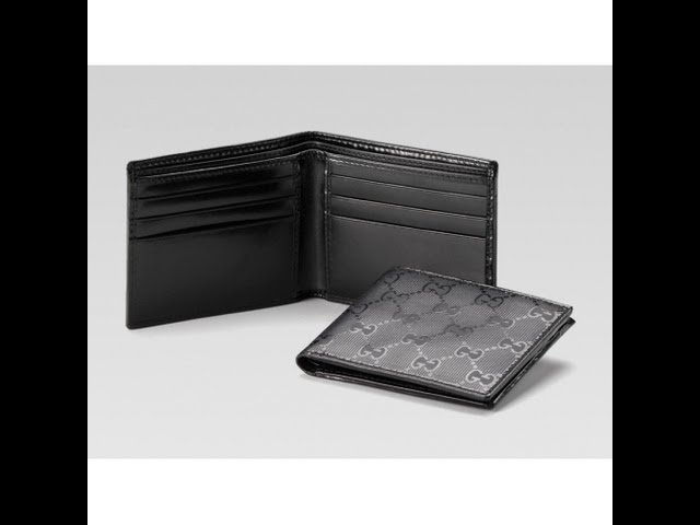 Gucci Black Patent Leather Trifold Wallet