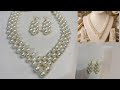 How to make pearl necklace set at home| simple and easy pearl nacklace making tutorials 😍✨| 