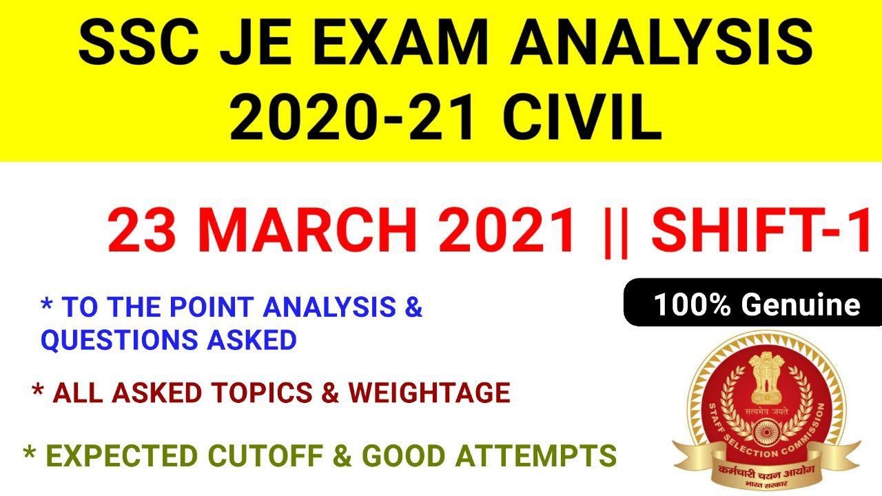 SSC JE analysis 2021/SSC JE today paper/ssc je paper analysis/ssc je civil 23 march analysis 2021/je