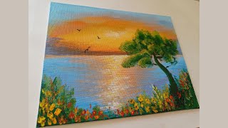 Sunrise Landscape Acrylic Painting / Sunrise Painting /Acrylic Painting Tutorial #acrylicpainting