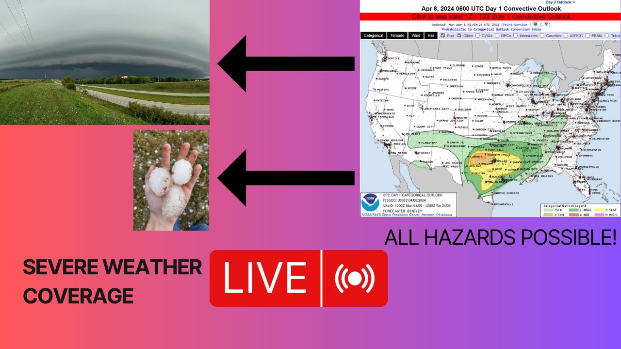 Live Severe Weather Coverage! Gorilla Hail, Iso. Tornadoes Are Possible ...