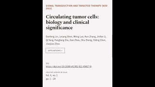Circulating tumor cells: biology and clinical significance | RTCL.TV