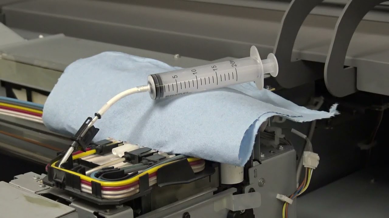 Ricoh DTG Syringing print lines.