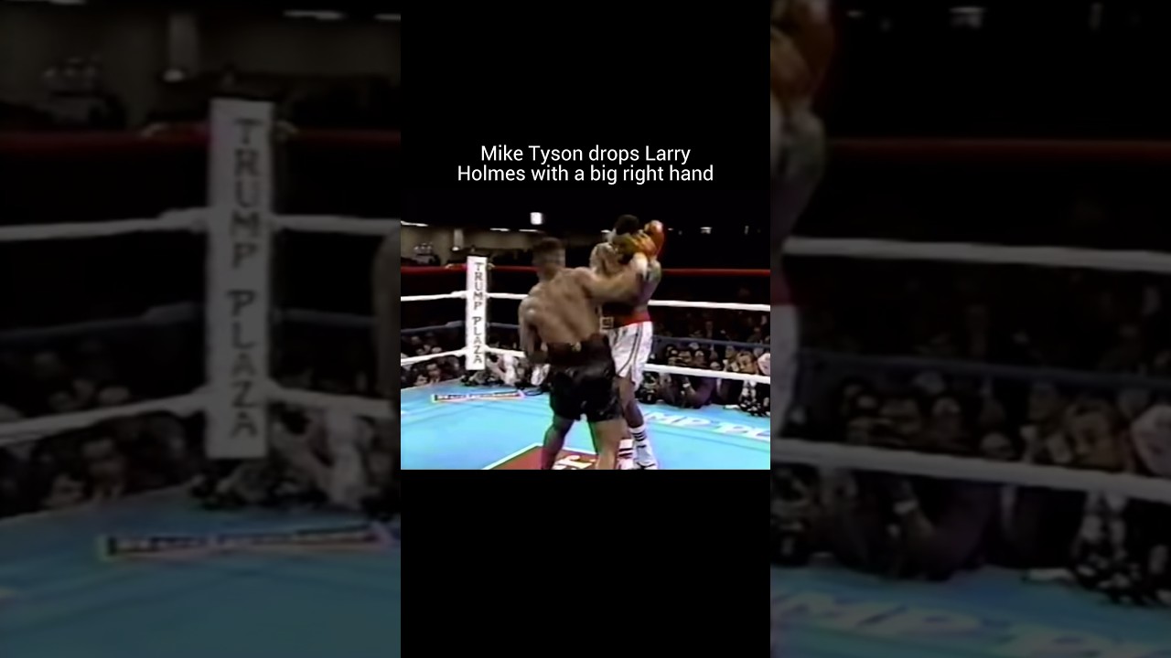 Mike Tyson drops Larry Holmes with a big right hand