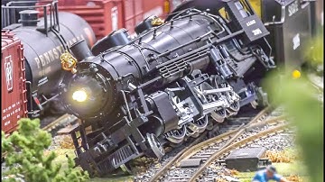 Model Train Crash and Action on an amazing display!