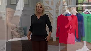 Susan Graver Modern Essentials Liquid Knit Split-Neck Top on QVC
