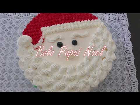 Bolo Papai Noel - Como decorar bolo de natal passo a passo. #natal