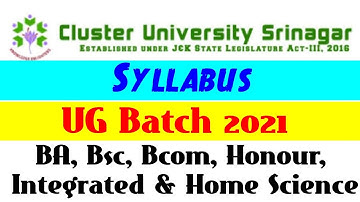 Syllabus for UG 1st Semester BA, BSC, BCOM, HOME SCIENCE, INTEGRATED & HONOUR  | Cluster University