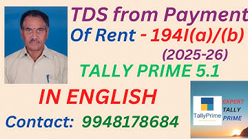 244. TDS on Payment of  Rent  194I in Tally Prime 5.1 | ENGLISH  | Expert Tally Prime  (2025-26)