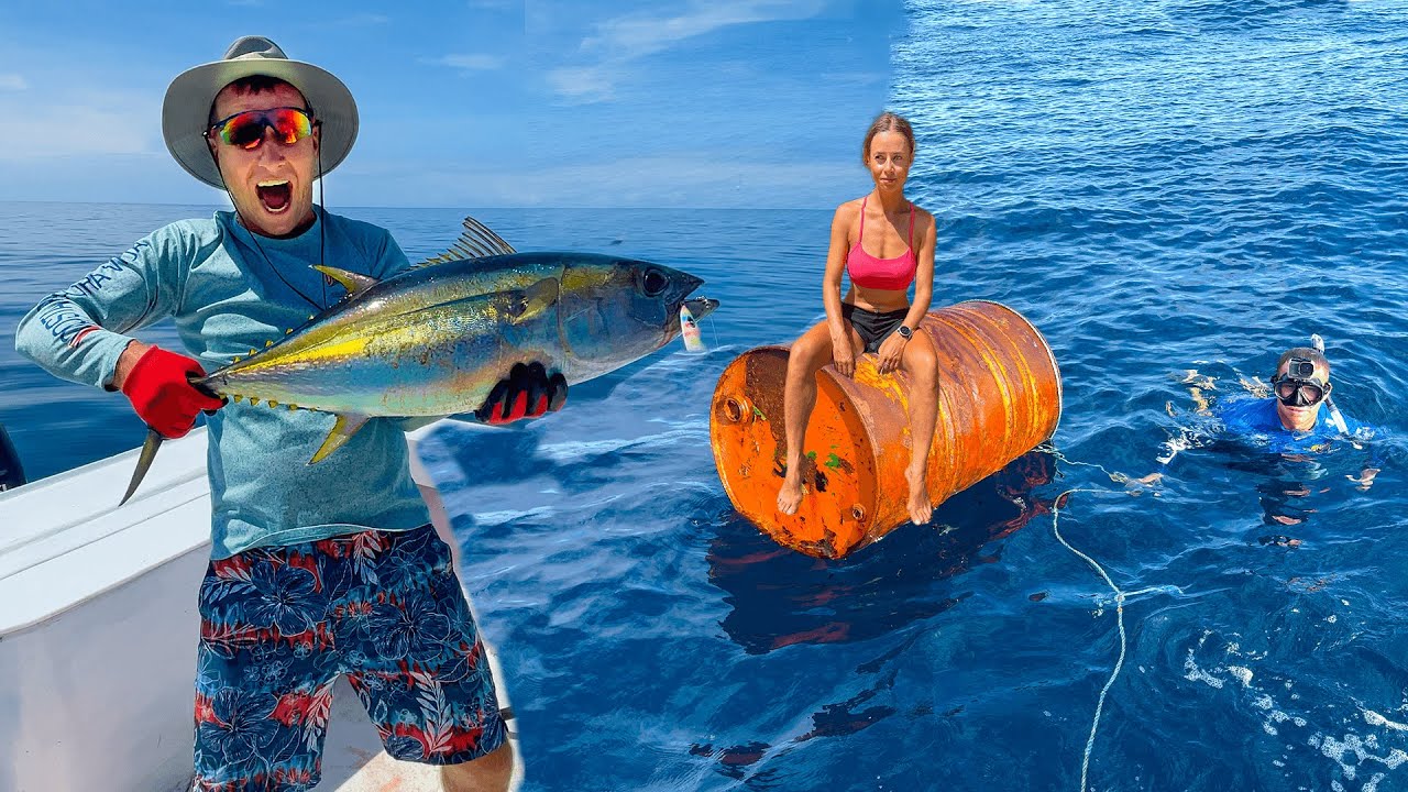 БОЧКА В ОКЕАНЕ!!! ЧТО ТАМ??? ГИГАНТСКИЙ ТУНЕЦ НА МАЛЕНЬКУЮ УДОЧКУ ...