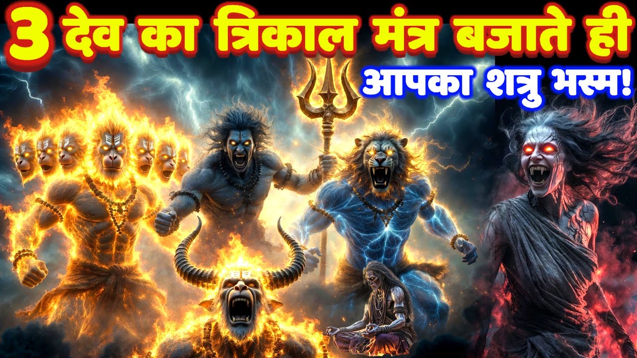 शत्रु मारण 3 देव त्रिकाल तांत्रिक मंत्र: भैरव नरसिंह और 11 मुखी हनुमान! Shatru Nashak Mantra