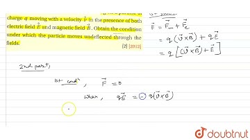 Write the expression for the force vecF acting on a particle of charge q moving with a velocity ...
