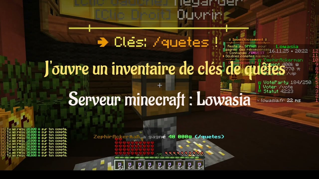 J'ouvre 31 clés de quêtes sur Lowasia