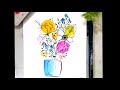 How to draw easy flower pot / #Step wise flower drawing /#wallart #abstractart