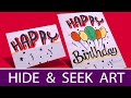 Hide and seek art 54 | How to Draw Happy birthday greeting card | Art | Folding Surprise Gift card