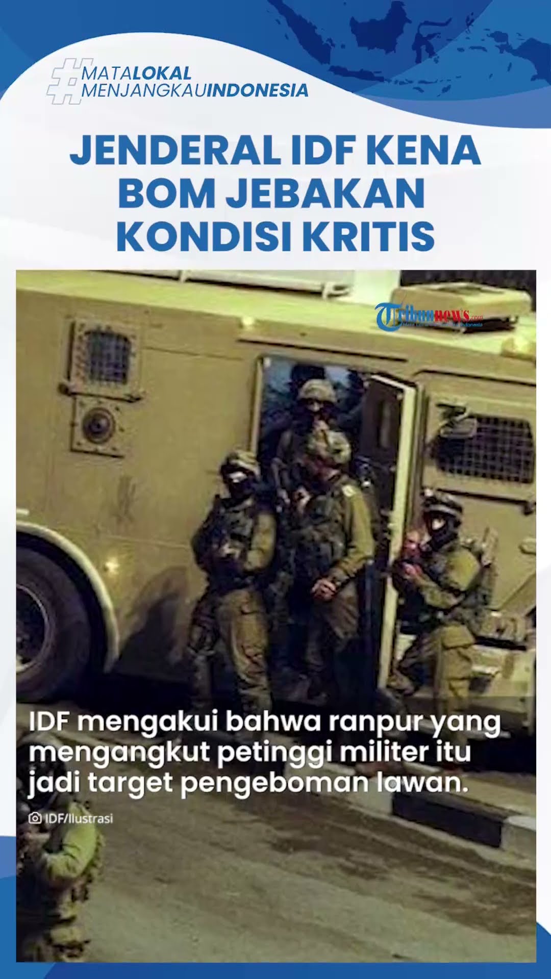 Komandan IDF Kena Ledakan Bom di Tulkarm saat Kendarai Ranpur, Alami Luka Serius hingga Kritis