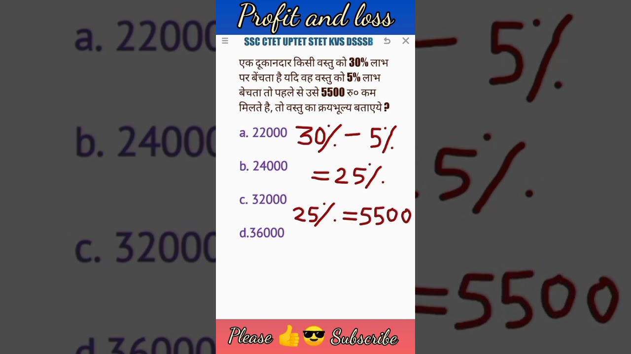 Profit & Loss! Profit And Loss Tricks !SSC CTET UPTET STET KVS DSSSB ! 
