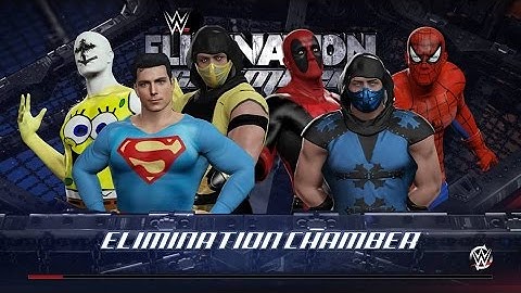 WWE 2K16 Spiderman vs Superman vs Sub-Zero vs Spongebob vs Scorpion vs Deadpool
