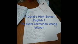 St Davids High School English 1 9% exam correction wrong answer