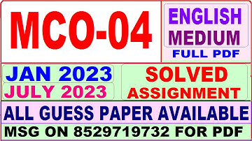 mco 04 solved assignment 2023 / mco 04 solved assignment 2023-24 in english / mcom mco04 2023