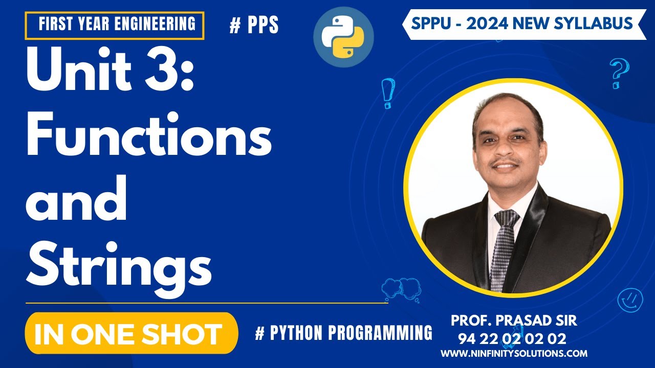 SPPU's FE - PPS | Complete Unit 3 in One Shot | Functions and Strings ...
