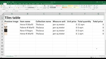 Export prices and quantities  of your Tilelook project to Excel