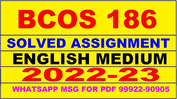 bcos 186 solved assignment 2022-23 | bcos 186 solved assignment in english 2022-2023 | bcos 186 2023