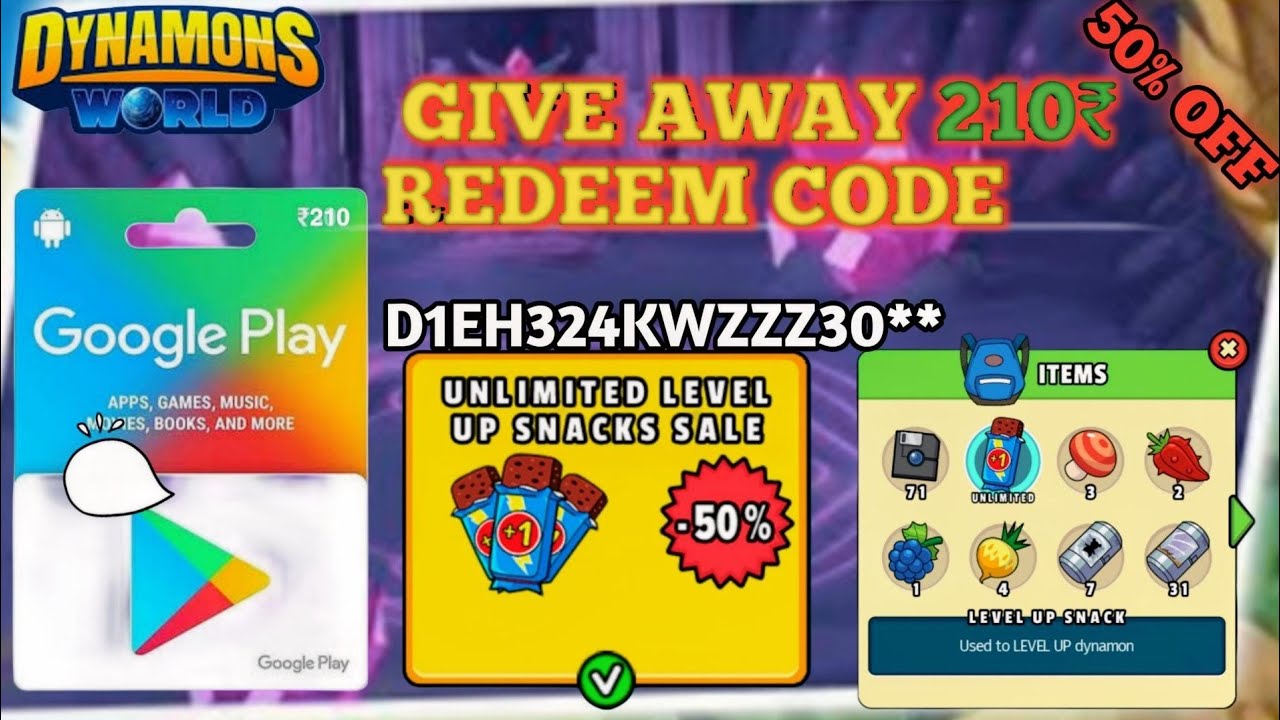 50% off Dynamons LEVEL Up snacks Purchase ⚡ // AND FREE GIVE 210 ...