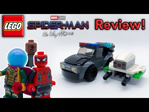 YouTube thumbnail: LEGO Spider-Man vs. Mysterio's Drone Attack Review! 4+ LEGO Marvel Set 76184