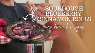 HEALTHY Sourdough Blueberry Cinnamon Rolls - no butter & low sugar!