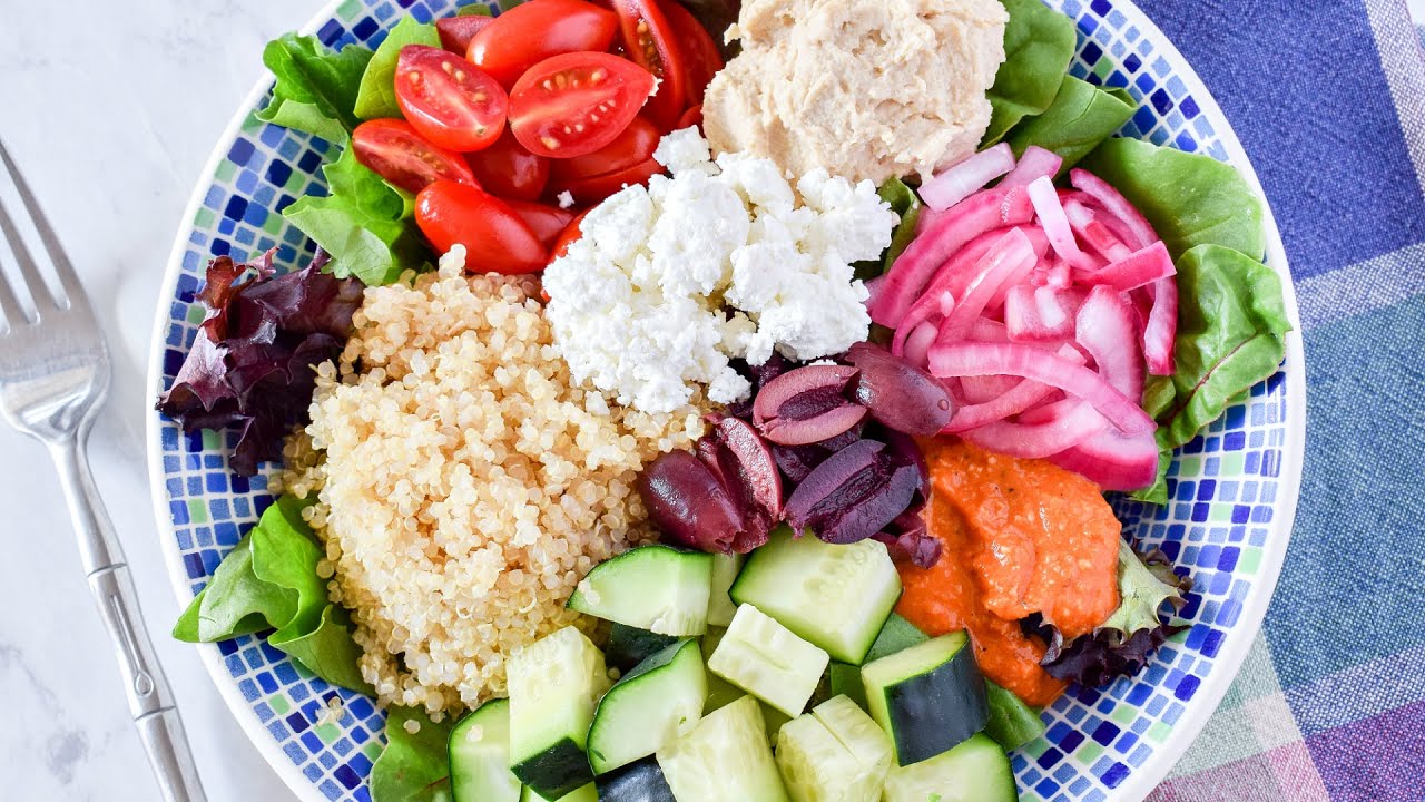 Mediterranean Quinoa Bowl (Vegetarian and Gluten Free) - YouTube