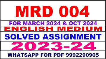 mrd 004 solved assignment 2023-24 | mrd 4 solved assignment in english 2024 | mrd 4 2024