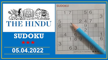 The Hindu  Sudoku Apr 05, 2022 - 3 Star - The Solution