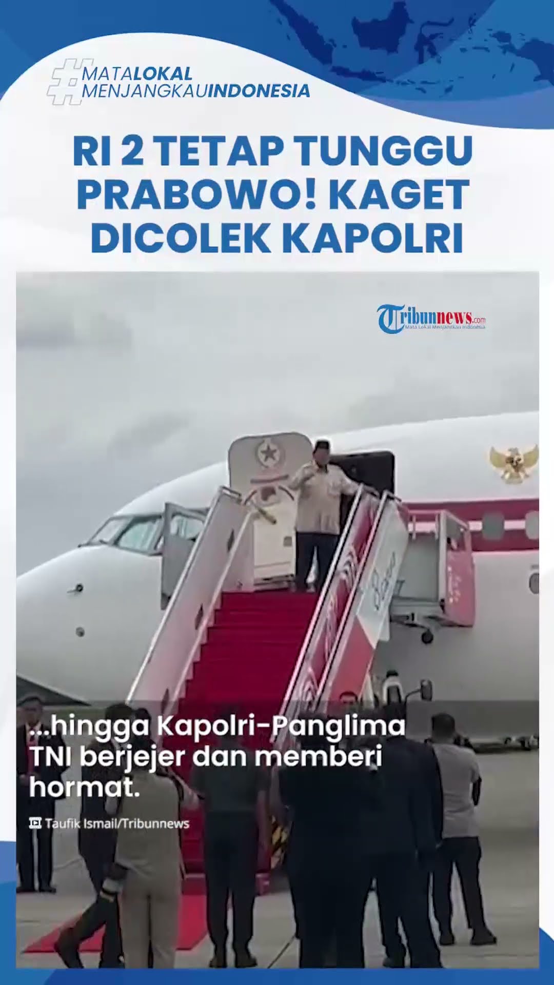 Detik-detik Gibran Kaget Dicolek Kapolri karena Tetap Berdiri Tunggu Prabowo di Depan Tangga Pesawat