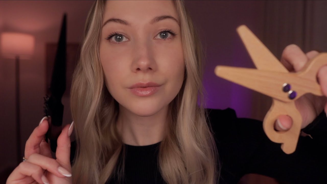 ASMR Fast Haircut & Styling | Wooden Scissors, Spraying & Brushing ✂️