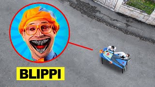 طائرة بدون طيار تراقب عملية BLIPPI في الحياة الواقعية الساعة 3 صباحًا