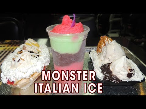 Monster Italian Ice Challenge w/ Brownie Sundae & Banana Split!!