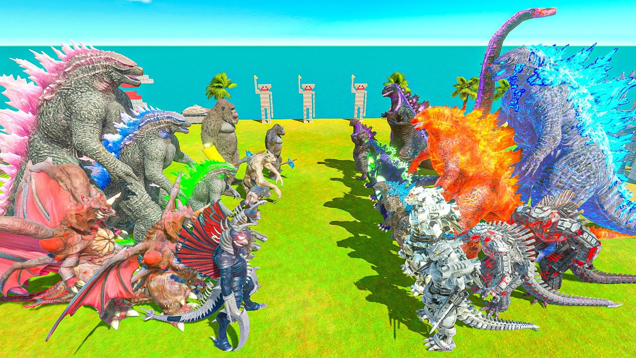 Team Evolved Godzilla vs Team Legendary Godzilla - Animal Revolt Battle Simulator