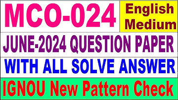 MCO 024 Previous Year Question Paper June 2024 in English | mco 24 important question with answer